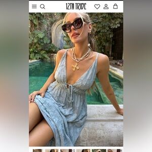 12th Tribe Clemente Blue Textured Maxi Dress